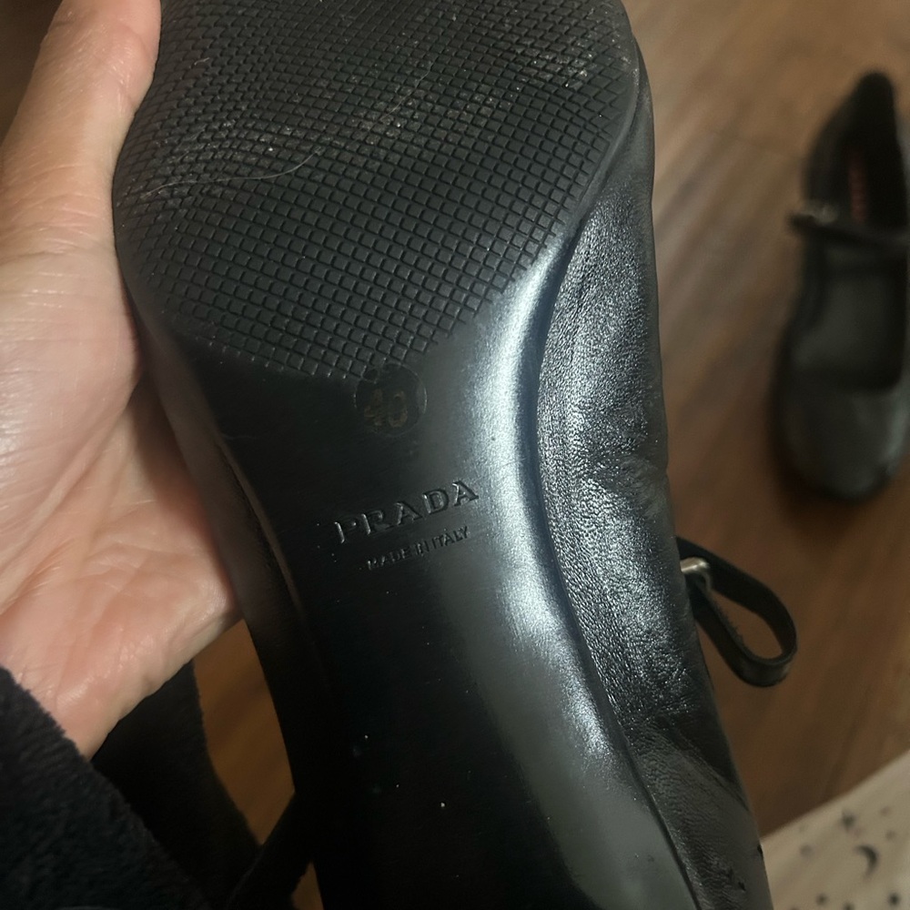 Prada Black Leather Mary Jane Heels - Picture 11 of 14